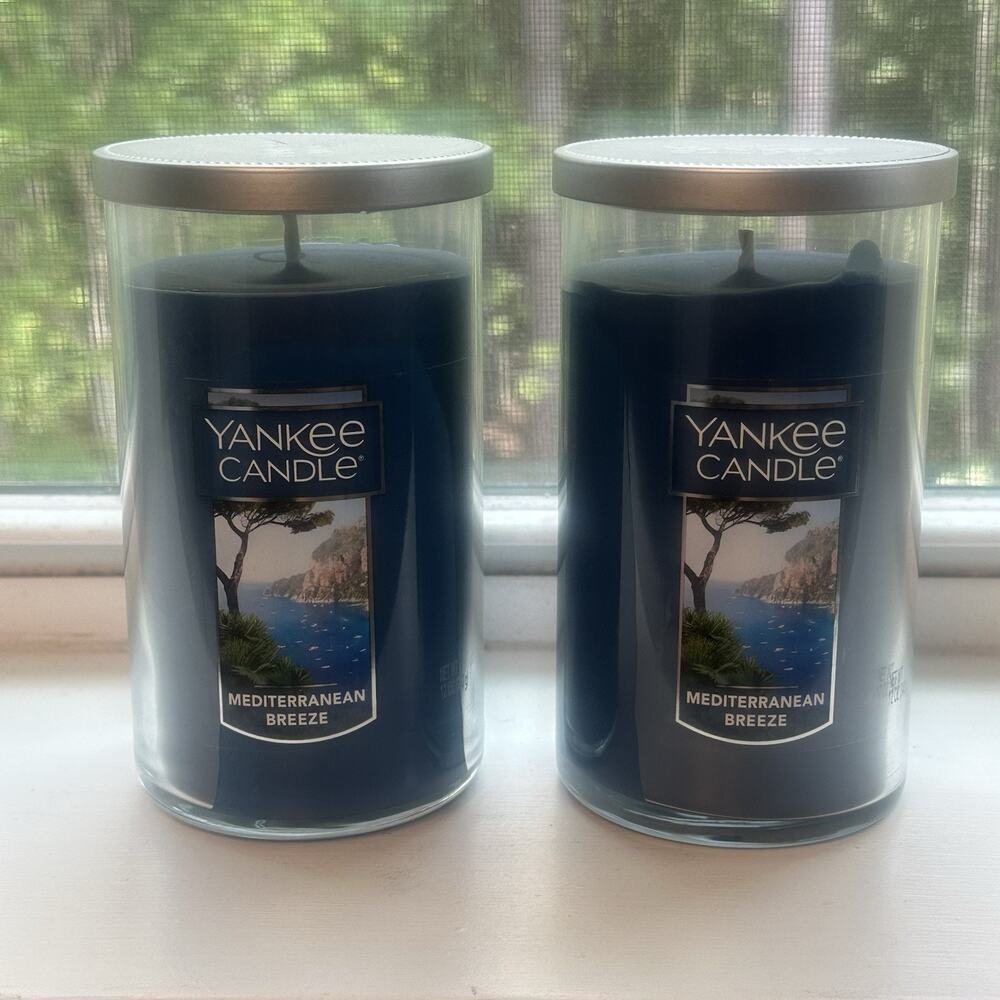 Yankee Candle Mediterranean Breeze 2 Pilar Candles 12oz Brand New